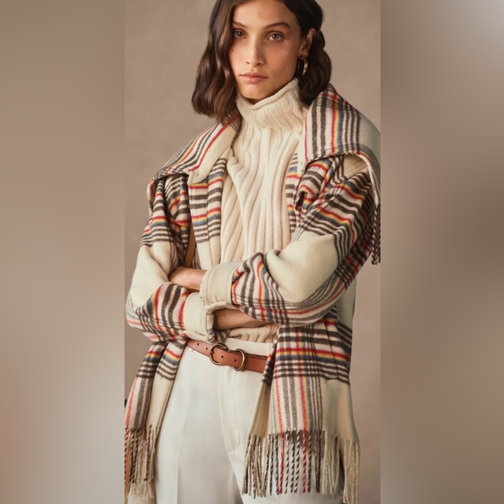 Polo Ralph Lauren Western Fringe Trim Plaid Wool Jacket